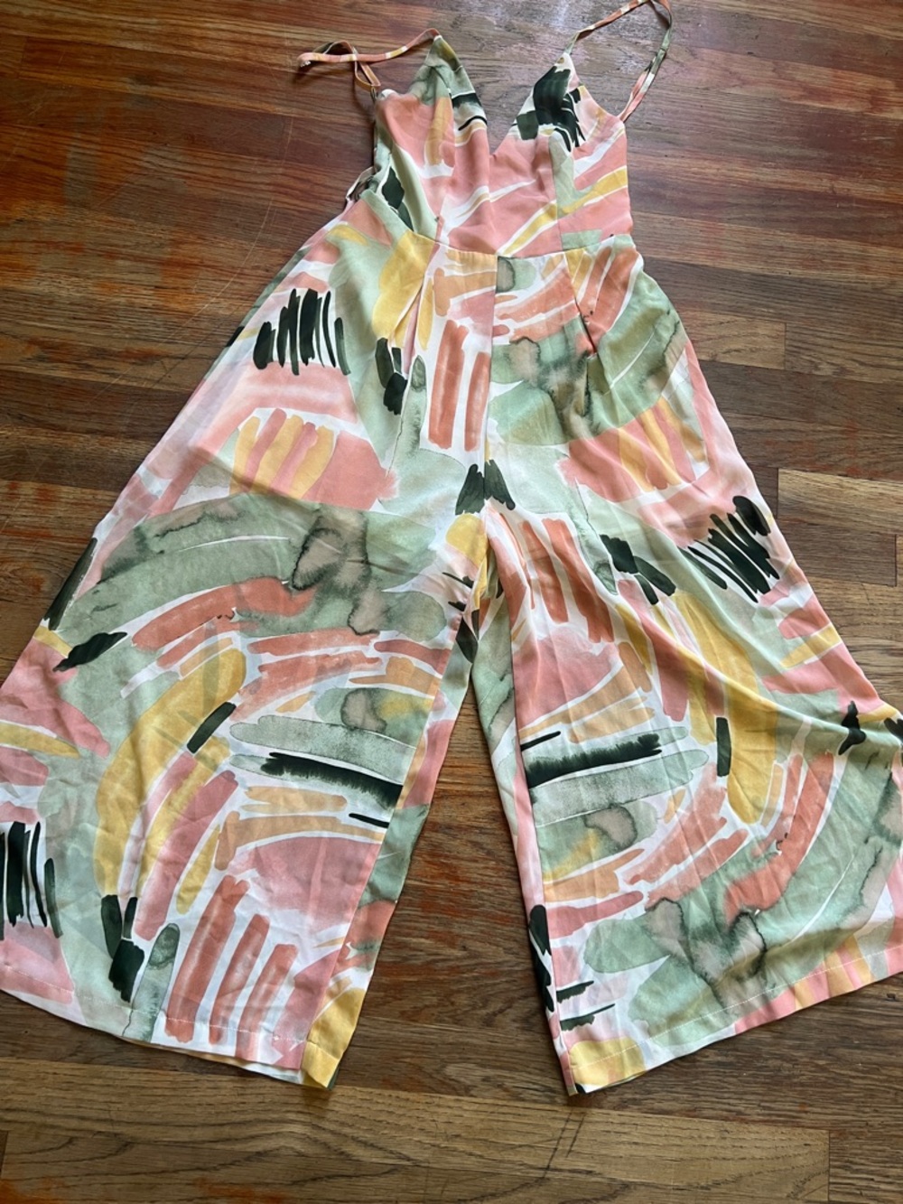 Hello Molly Pastel Watercolor Strap Jumpsuit